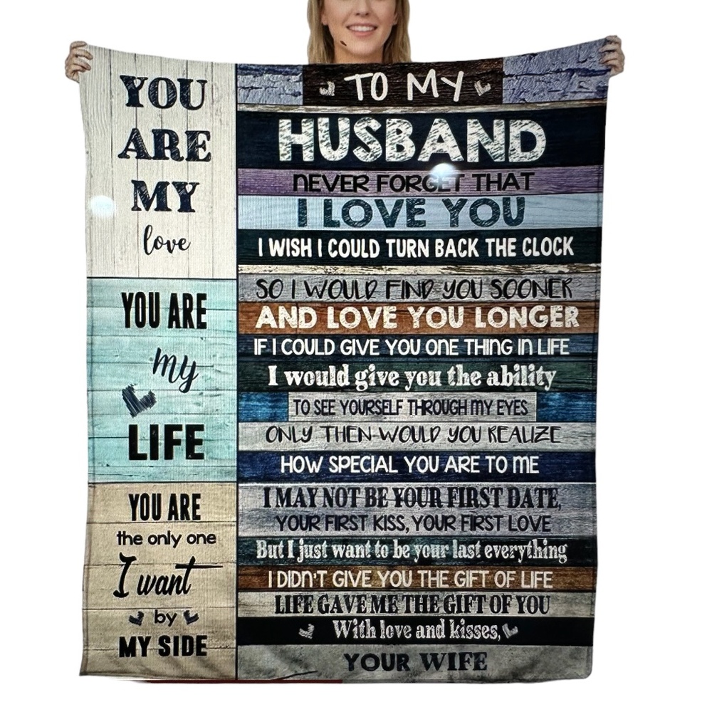 Husband Throw Blanket Gift, Father's Day, Anniversary, Birthday For Him Sz 60x50